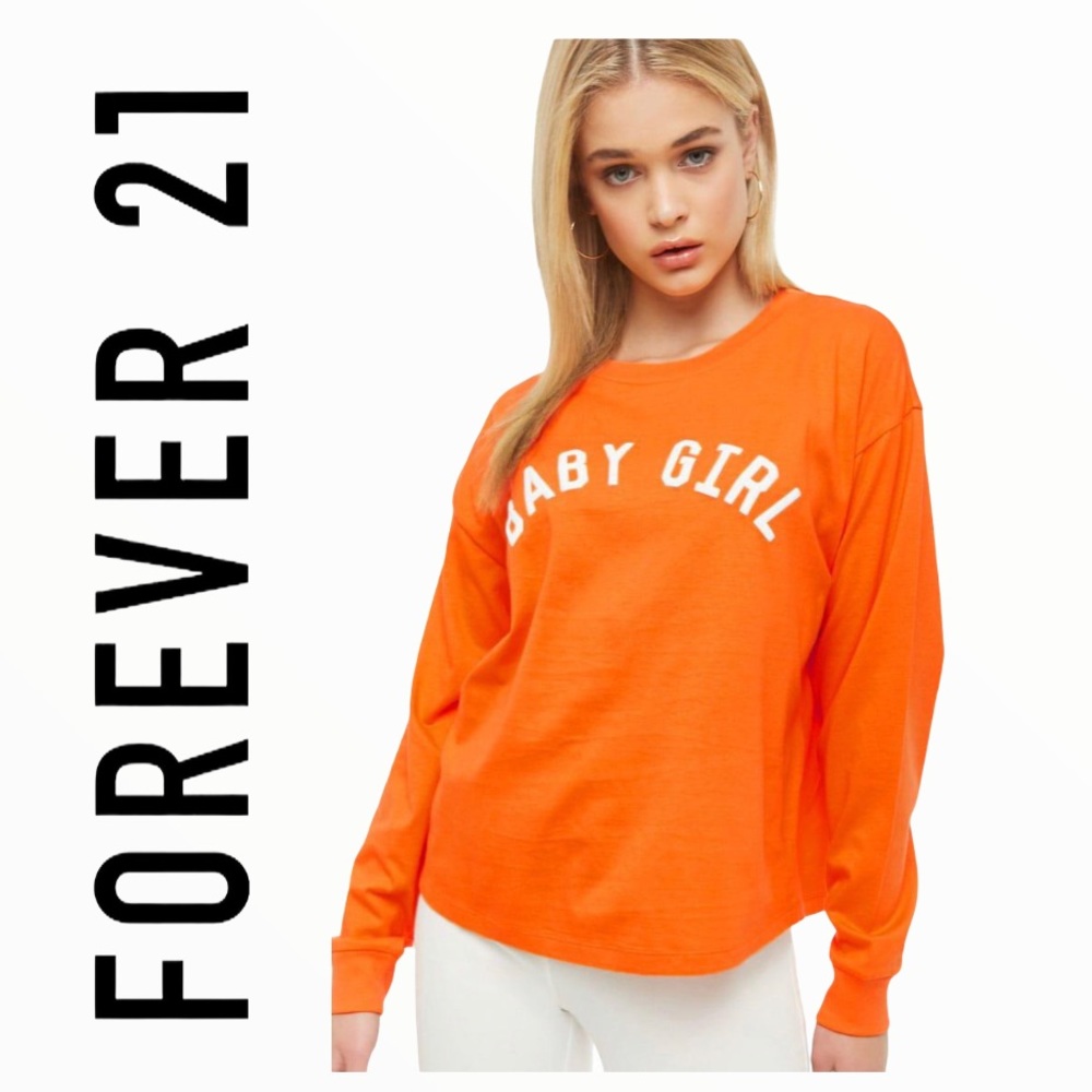 Forever 21 orange sweater print baby girl